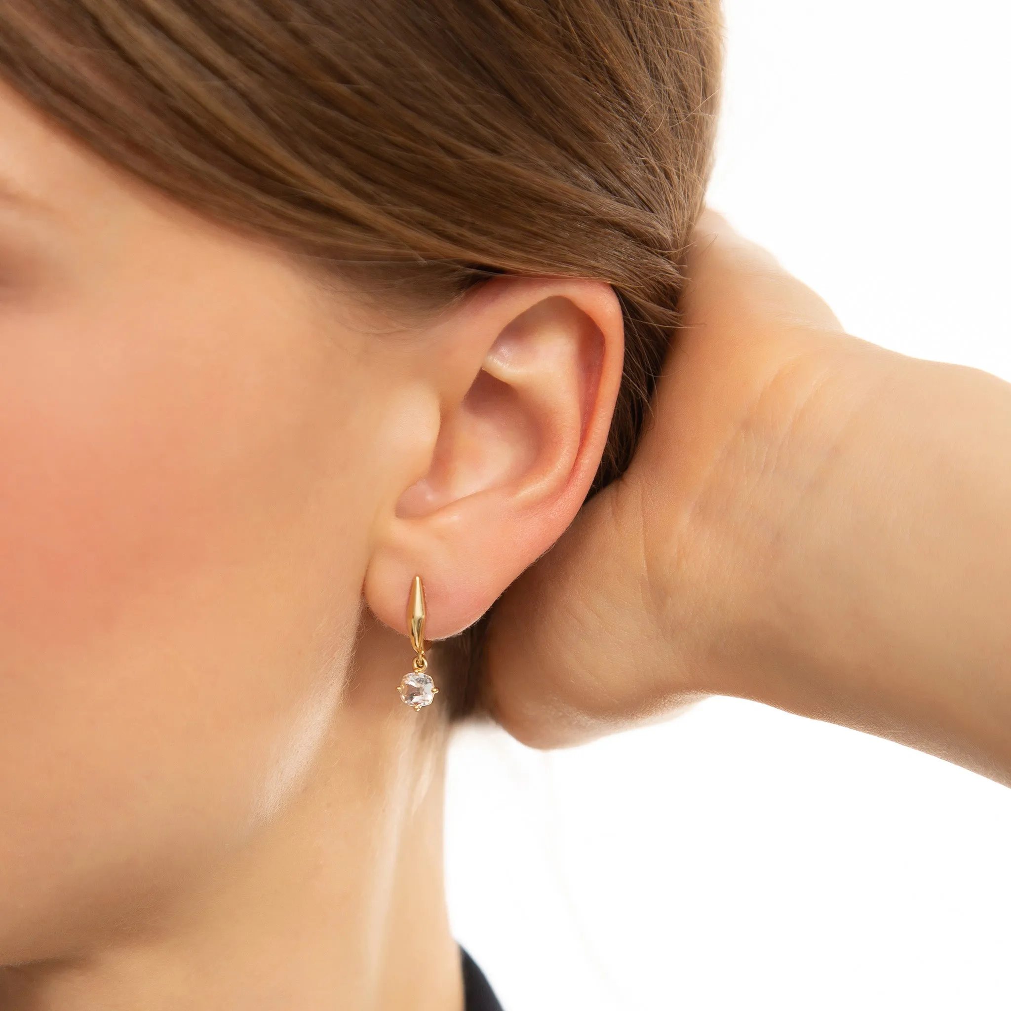 18K Gold "Points North" Earring with Rock Crystal