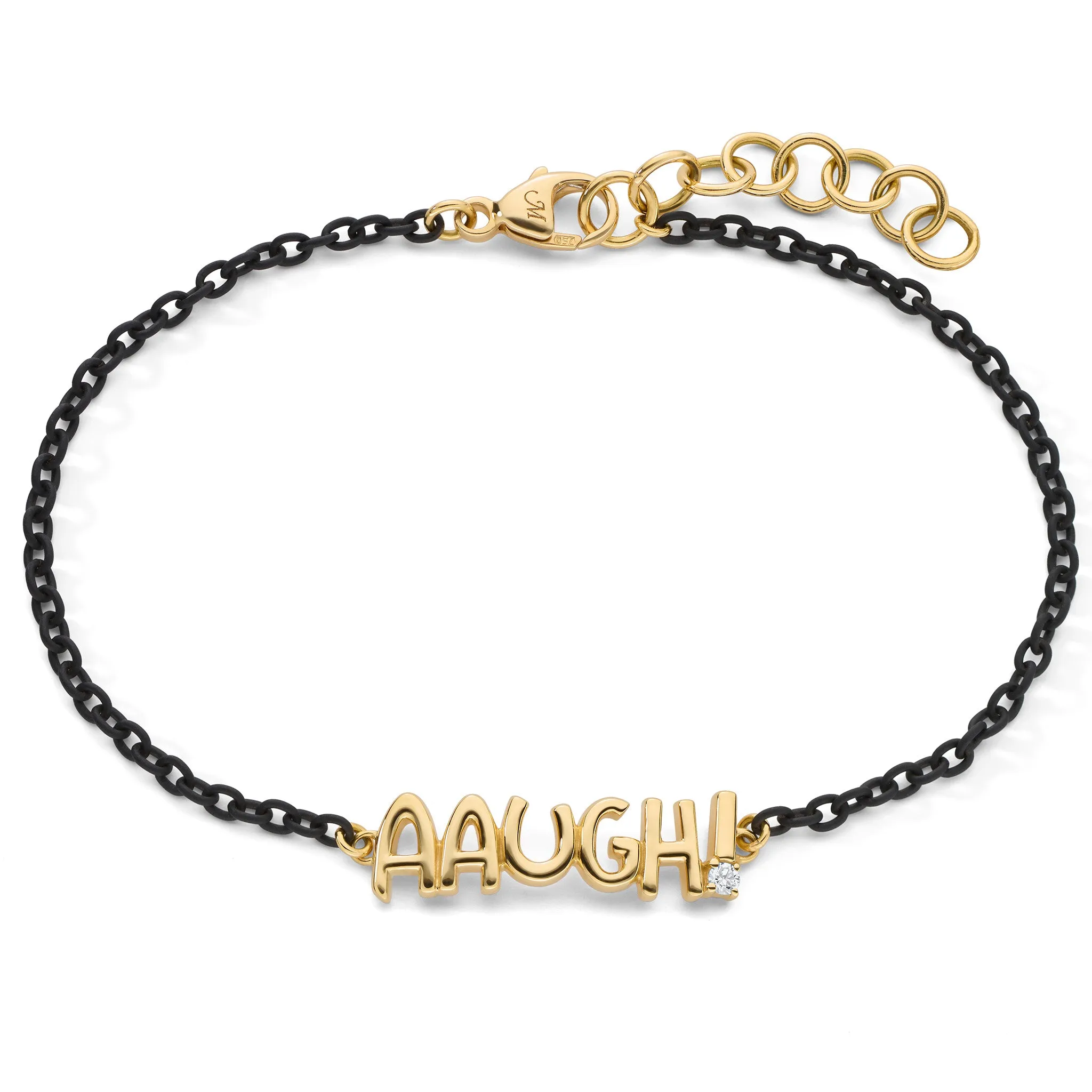 18K Yellow Gold and Black Steel “AAUGH!” Bracelet