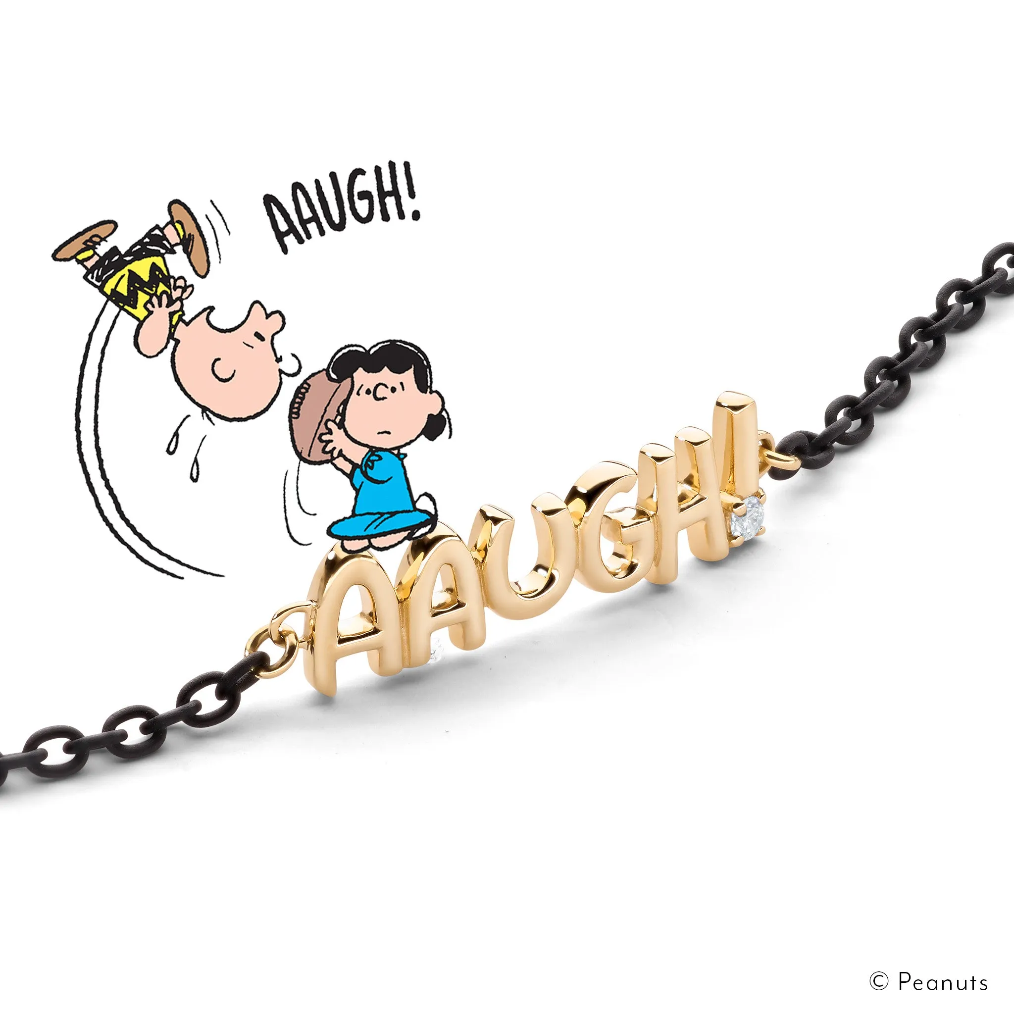 18K Yellow Gold and Black Steel “AAUGH!” Bracelet