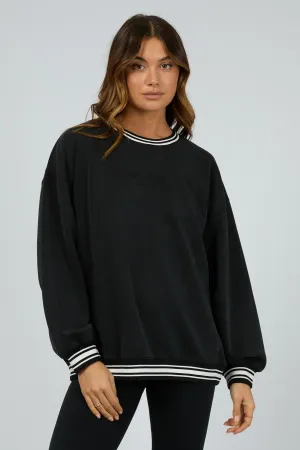 All About Eve Luxe Active College Crew Sweater Black