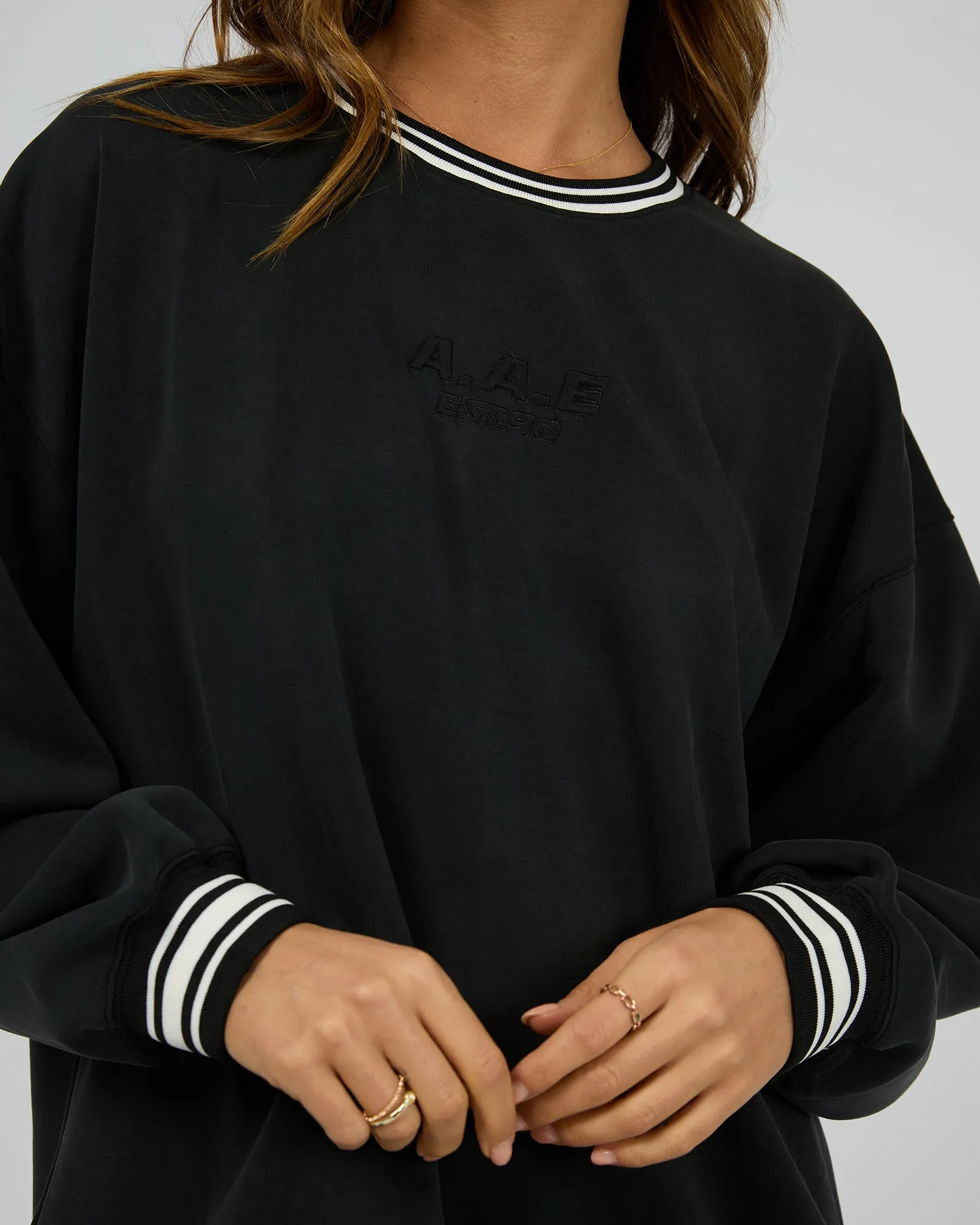 All About Eve Luxe Active College Crew Sweater Black