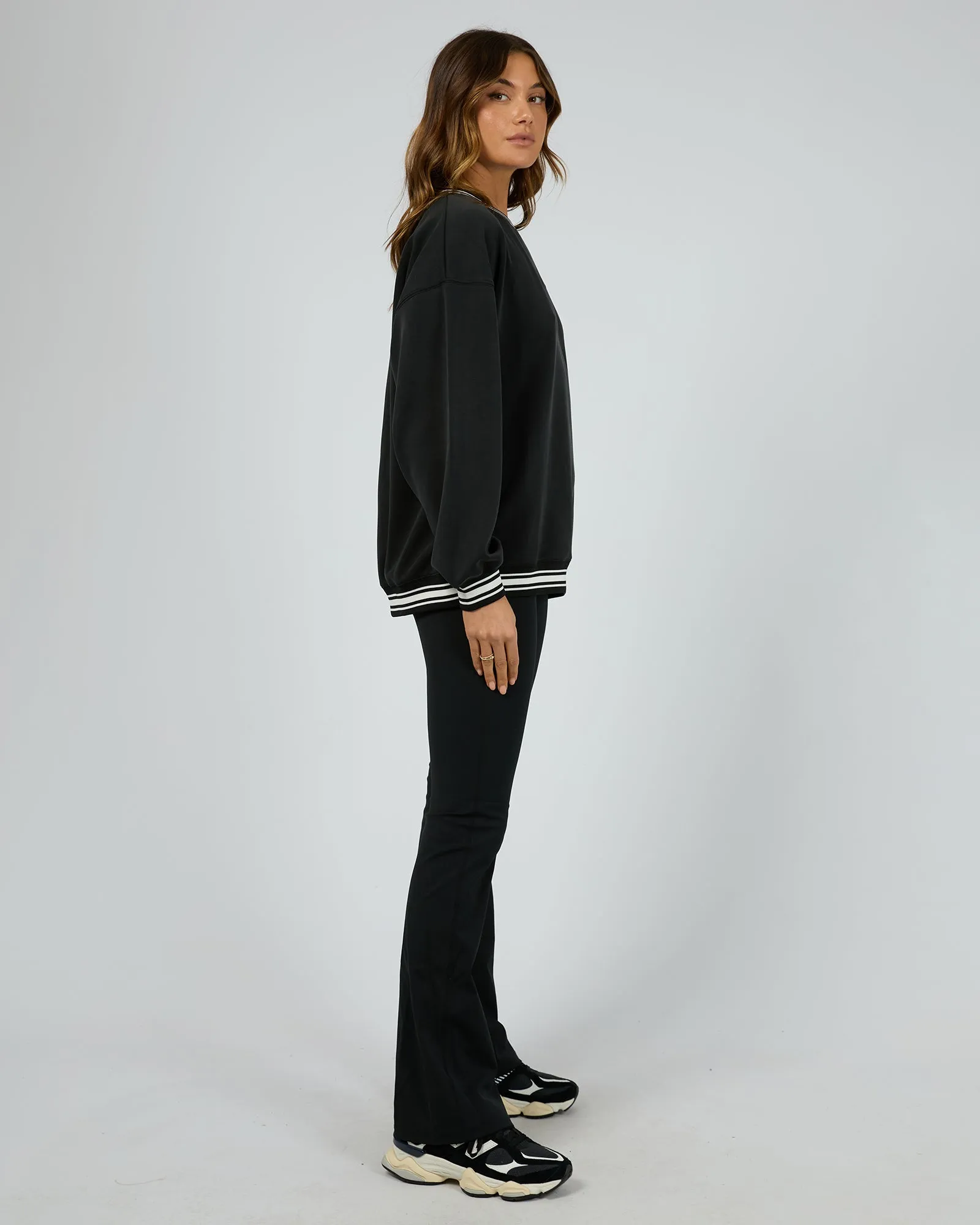 All About Eve Luxe Active College Crew Sweater Black
