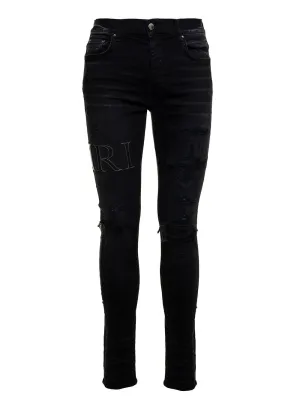 Amiri Mans Logo Plaque Tight Fit Jeans