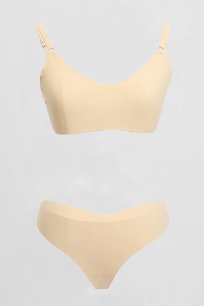 Beige Lingerie Set