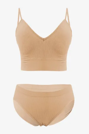 Beige Seamless Lingerie Set