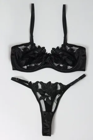 Black Embroidery Lingerie Set