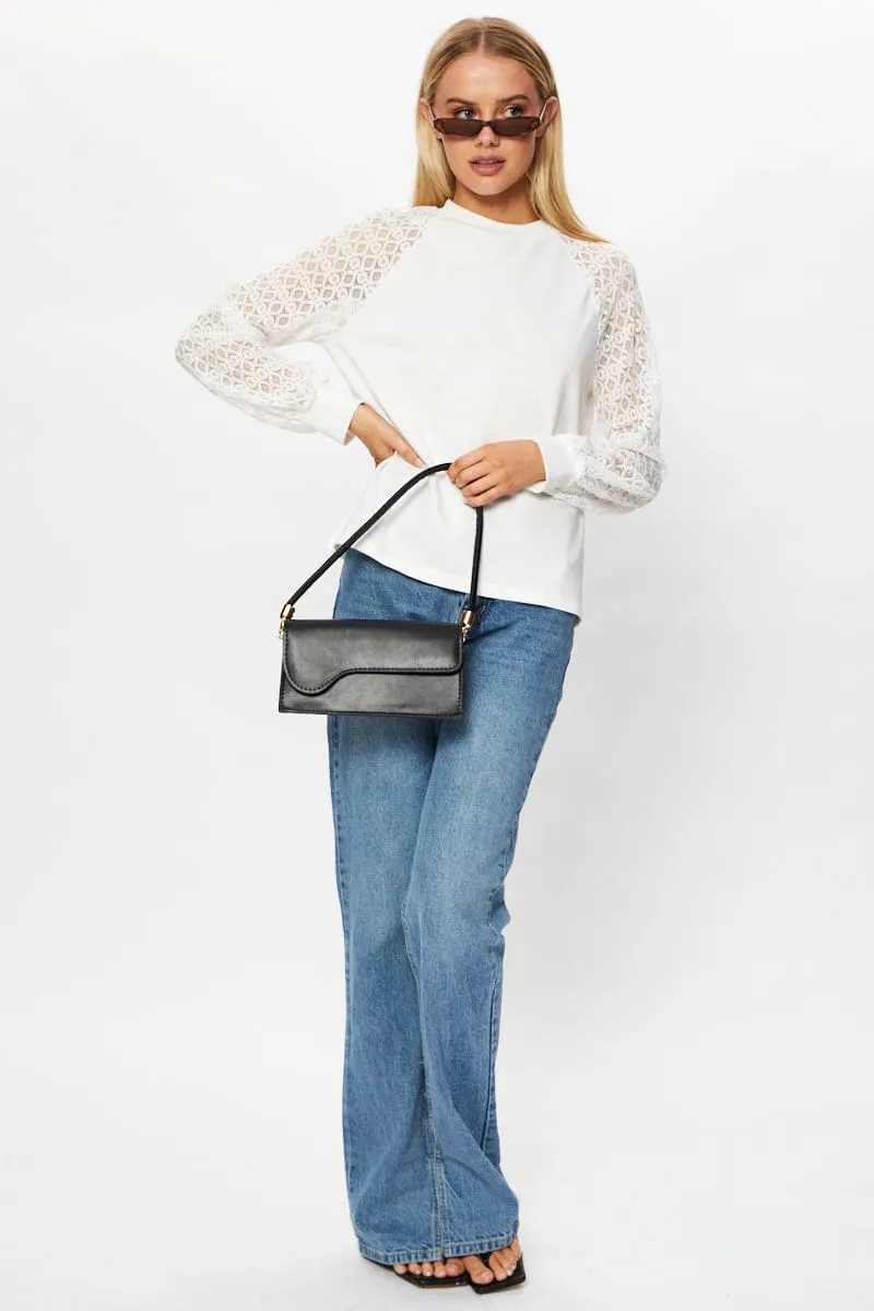 Black Lace Sleeve Top
