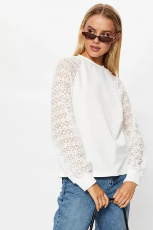 Black Lace Sleeve Top