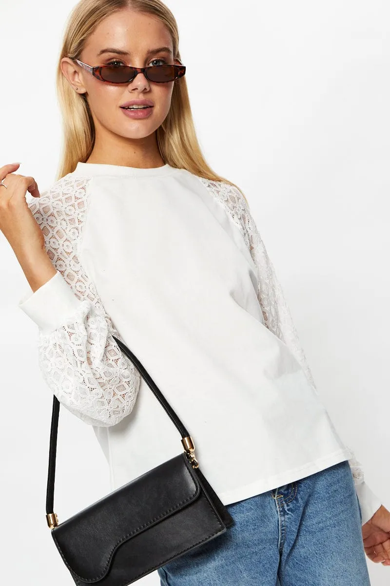 Black Lace Sleeve Top