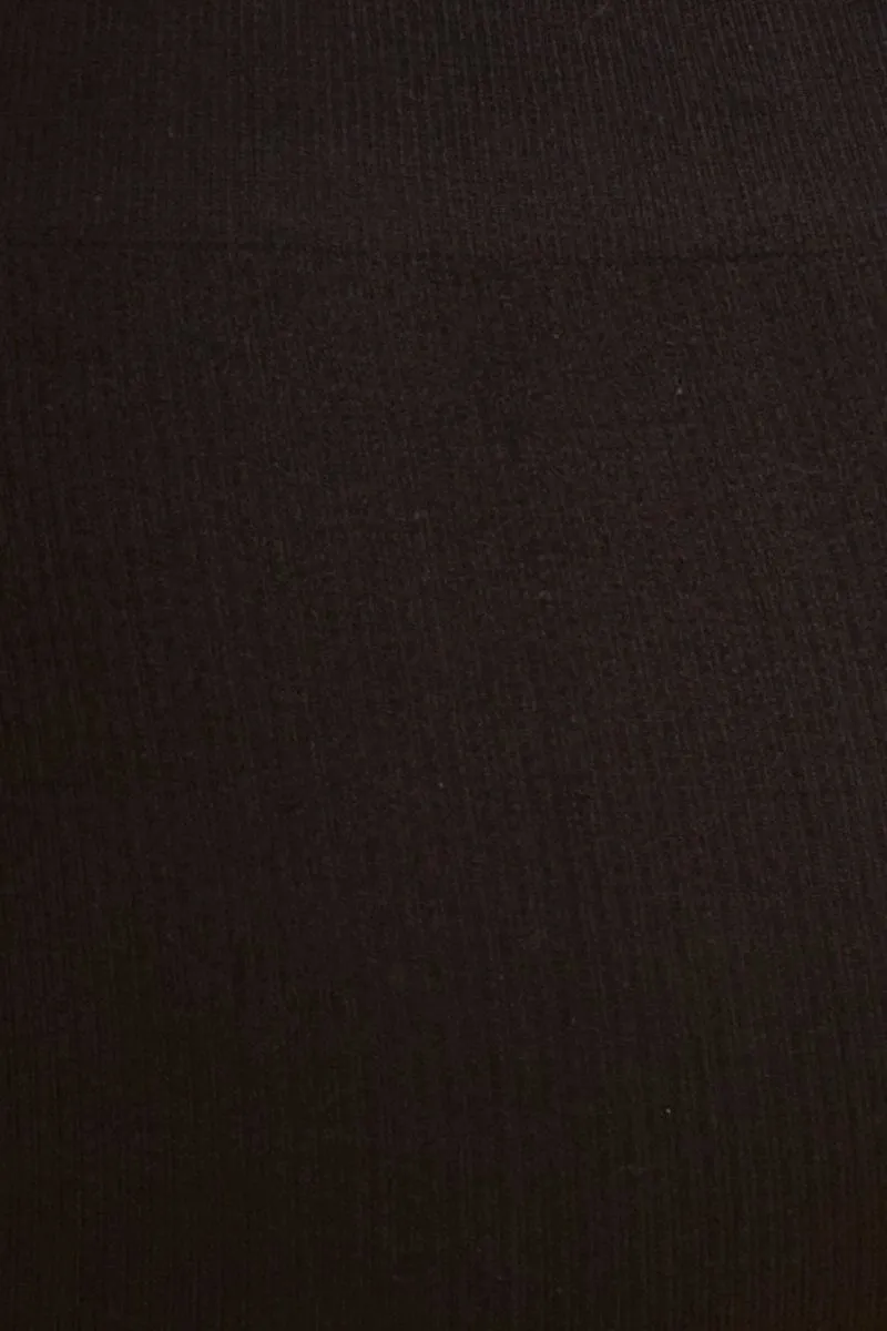 Black Nico Seamless Rib Straight Neck Crop Top