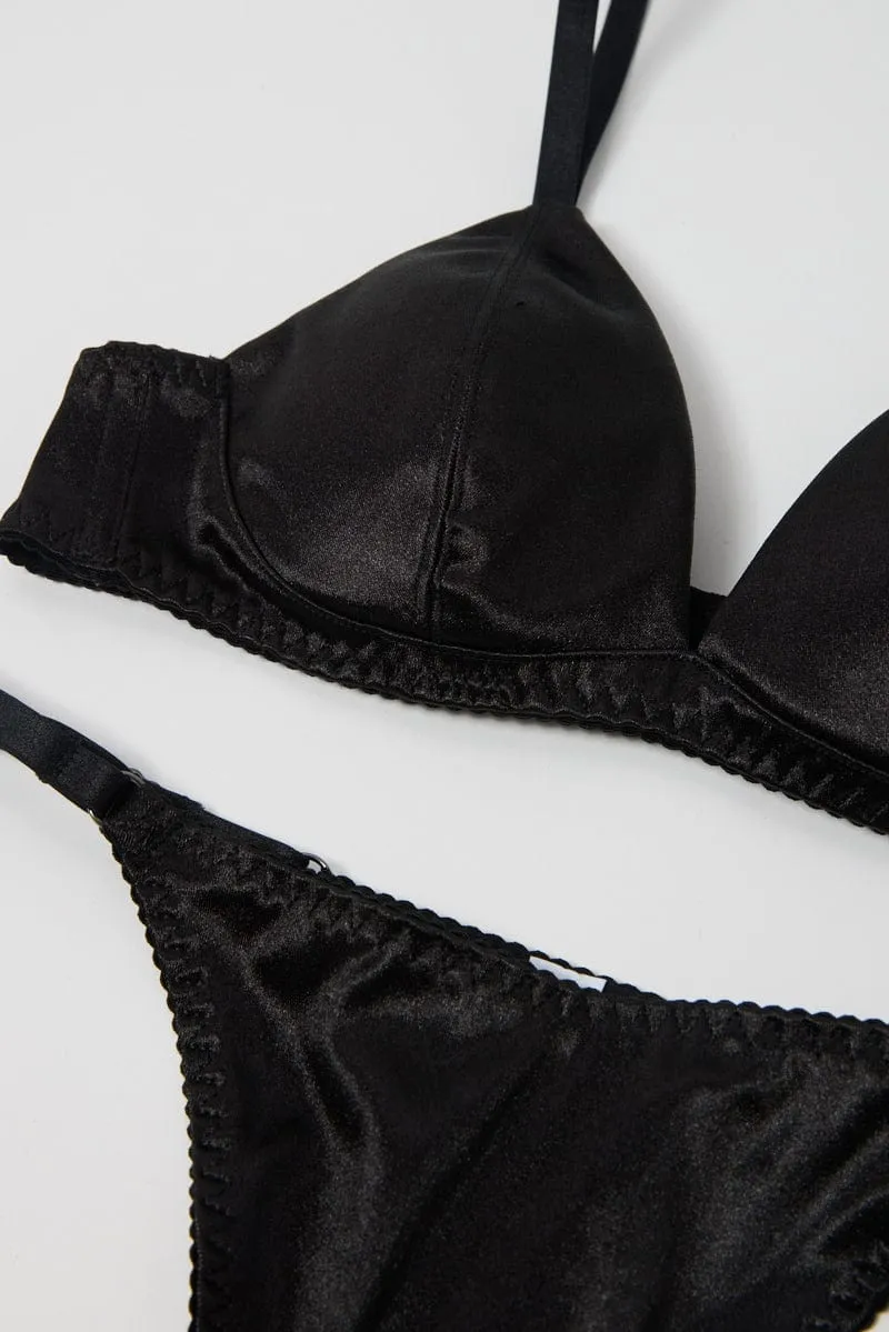Black Satin Lingerie Set