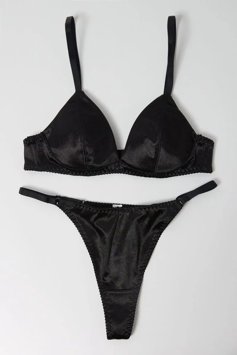 Black Satin Lingerie Set