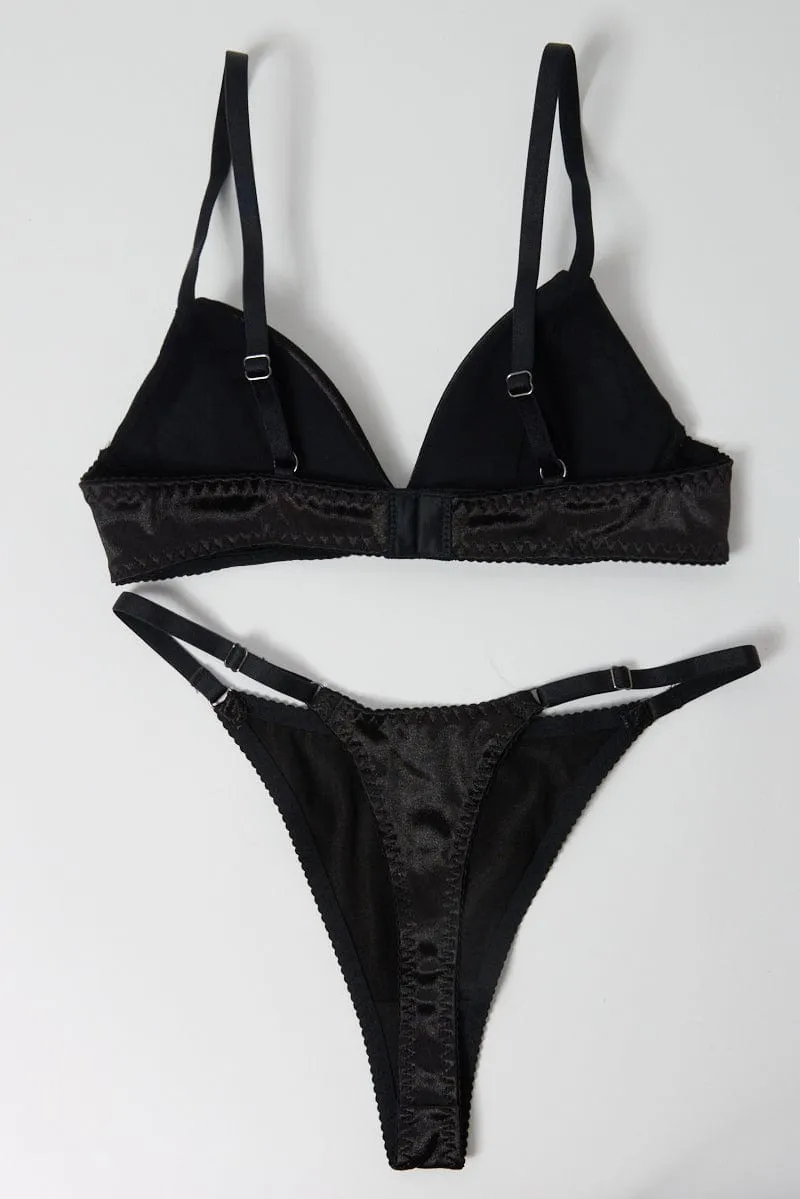 Black Satin Lingerie Set