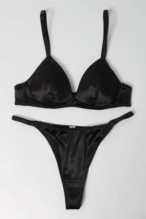 Black Satin Lingerie Set