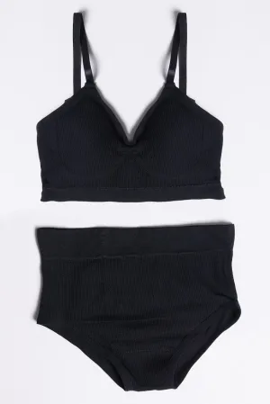 Black Seamless Lingerie Set