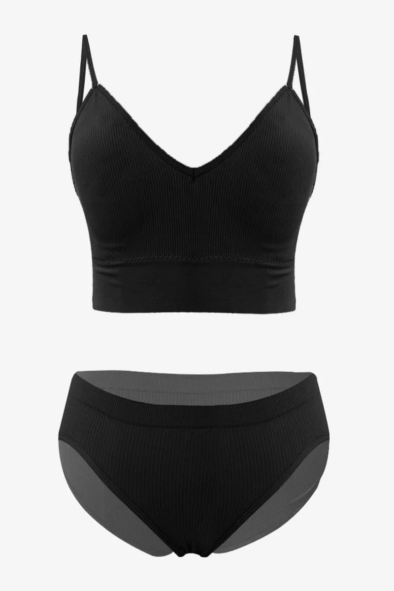 Black Seamless Lingerie Set