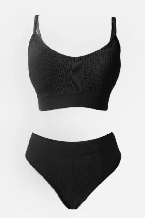 Black Seamless Lingerie Set