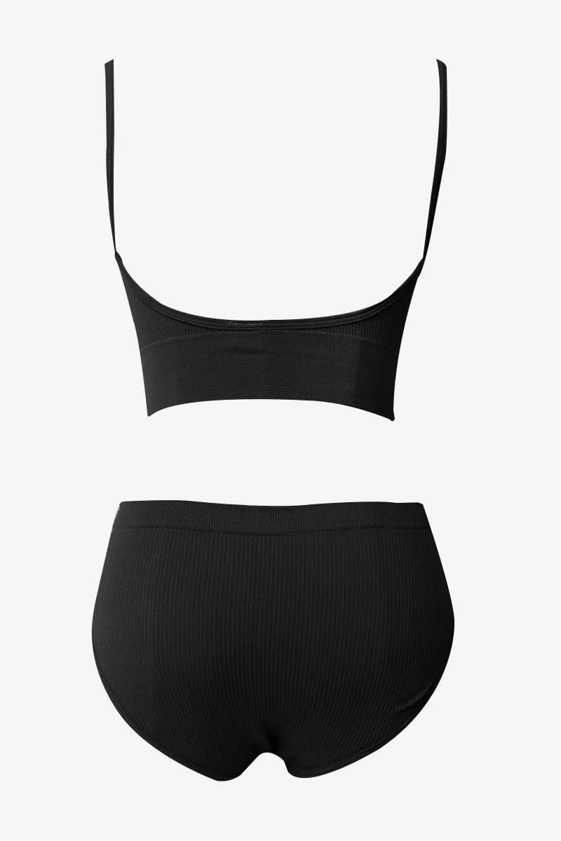 Black Seamless Lingerie Set