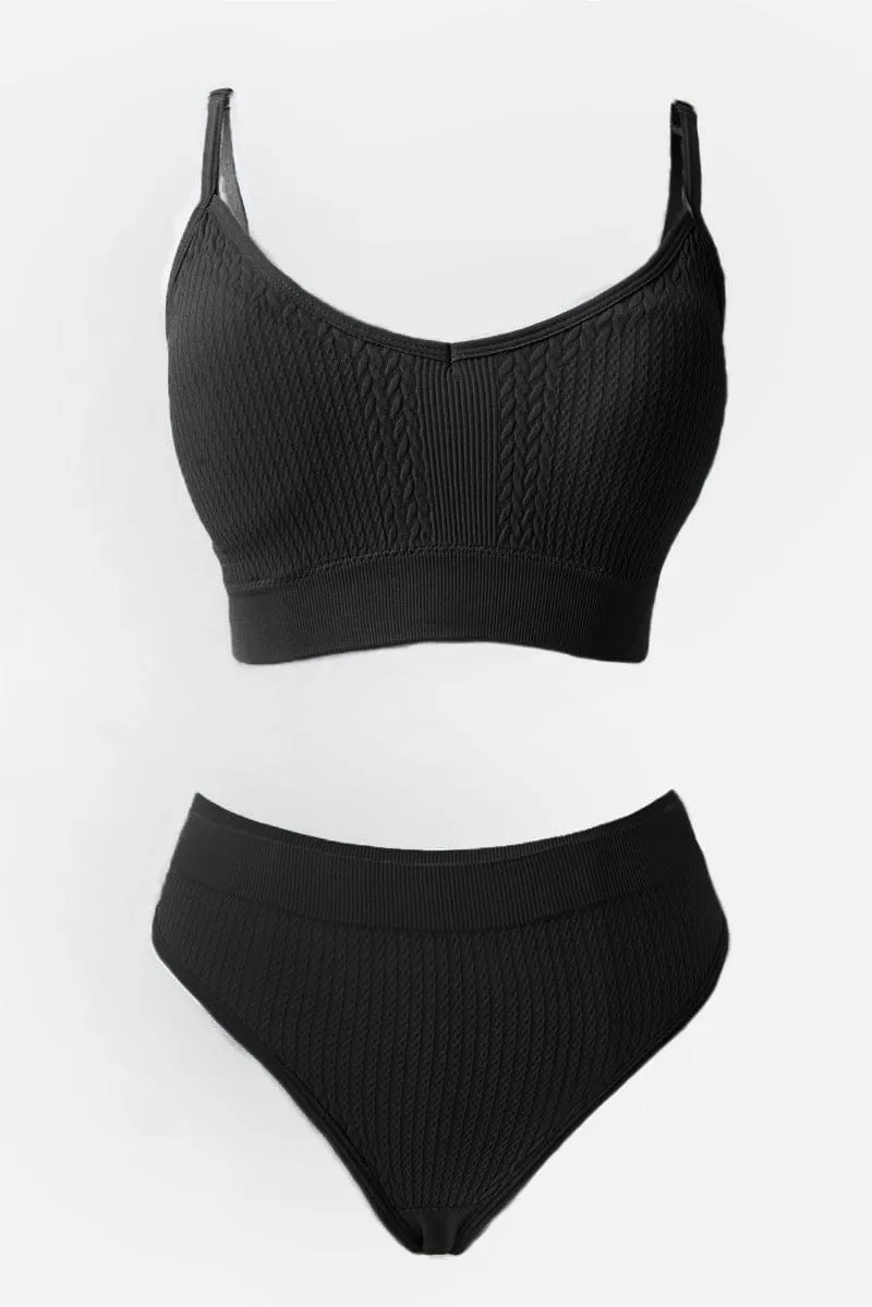 Black Seamless Lingerie Set