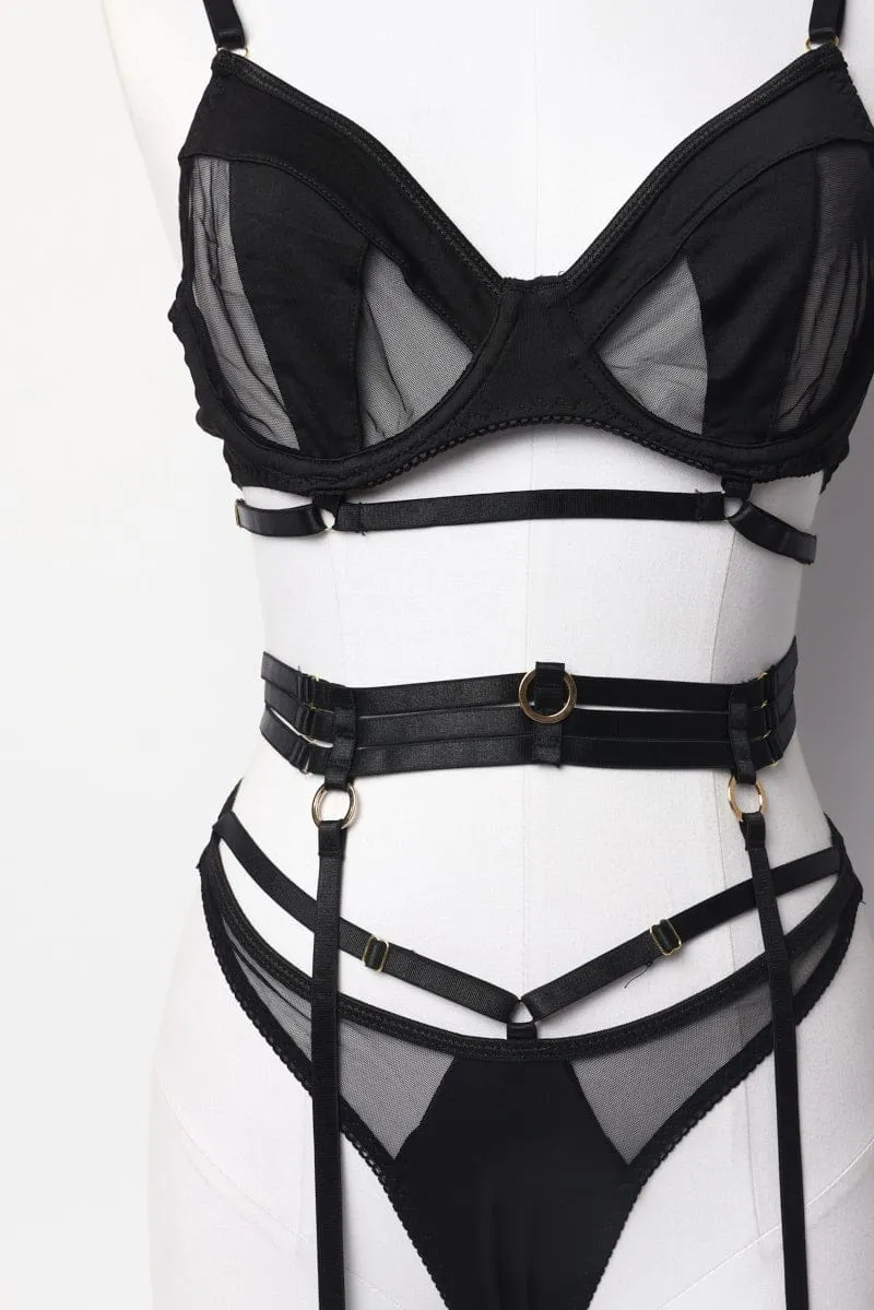 Black Strap Detail Lingerie Set
