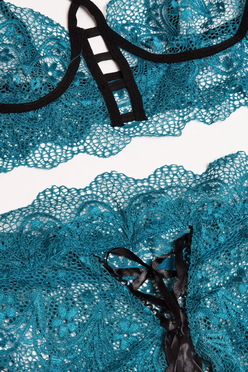 Blue Lace Lingerie Set