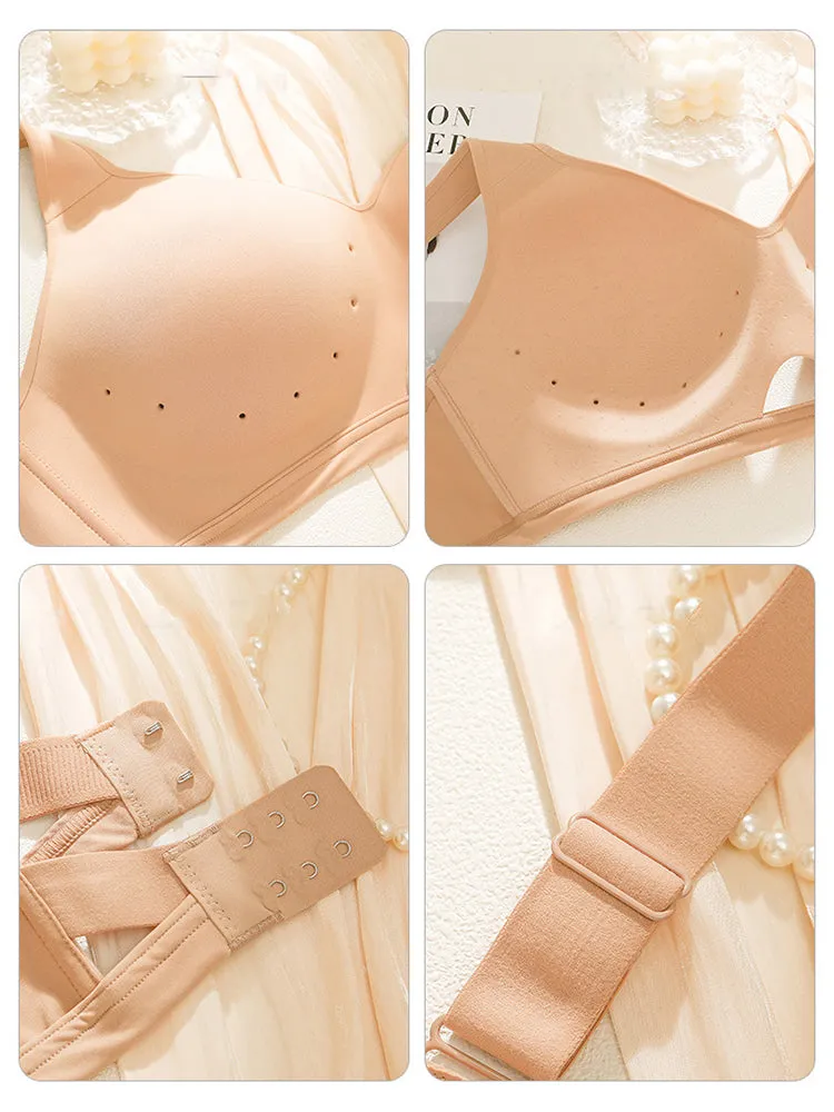 Breathable Hollow-Cup Smooth U-Back Bra with Wide Straps