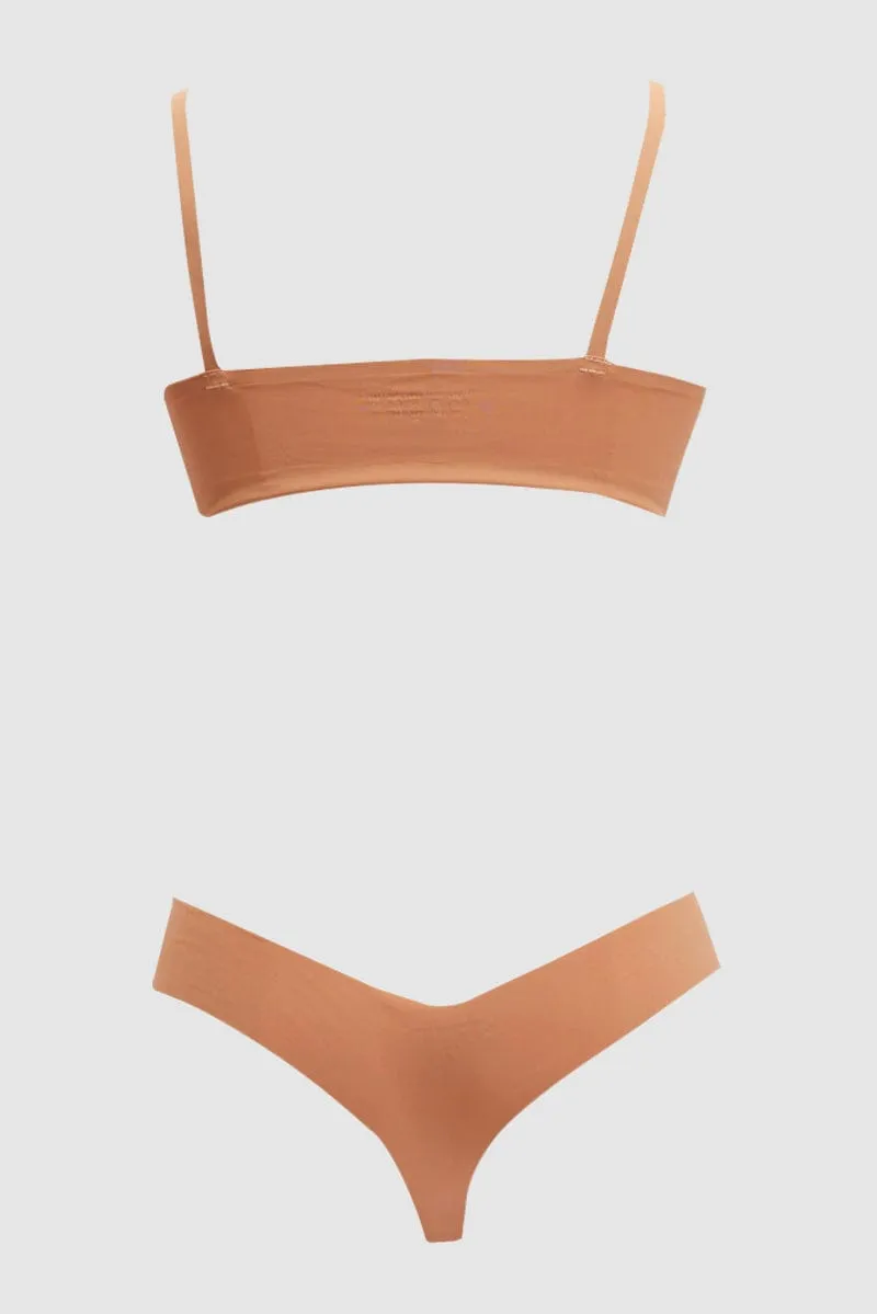 Brown No Wired Lingerie Set