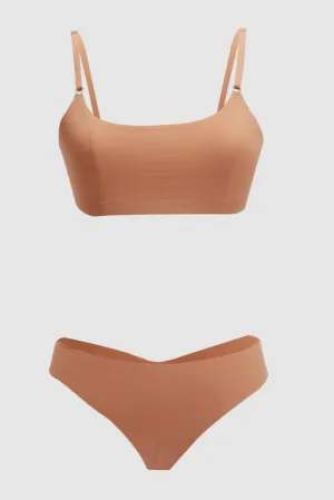 Brown No Wired Lingerie Set