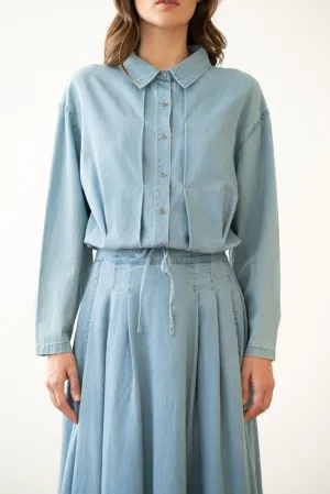 CHAMBRAY SCRUNCH SHIRT