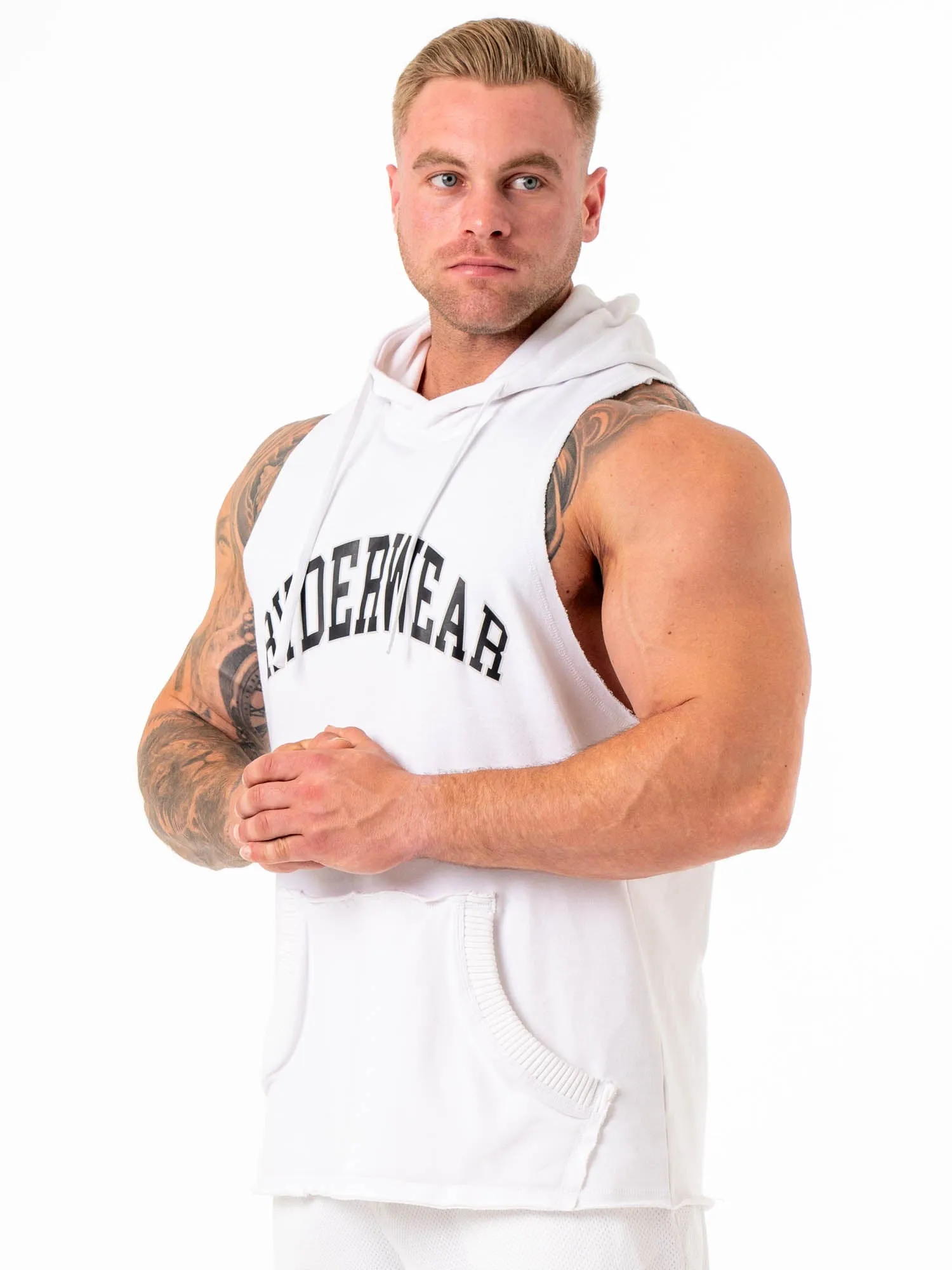 Collegiate Sleeveless Hoodie - White