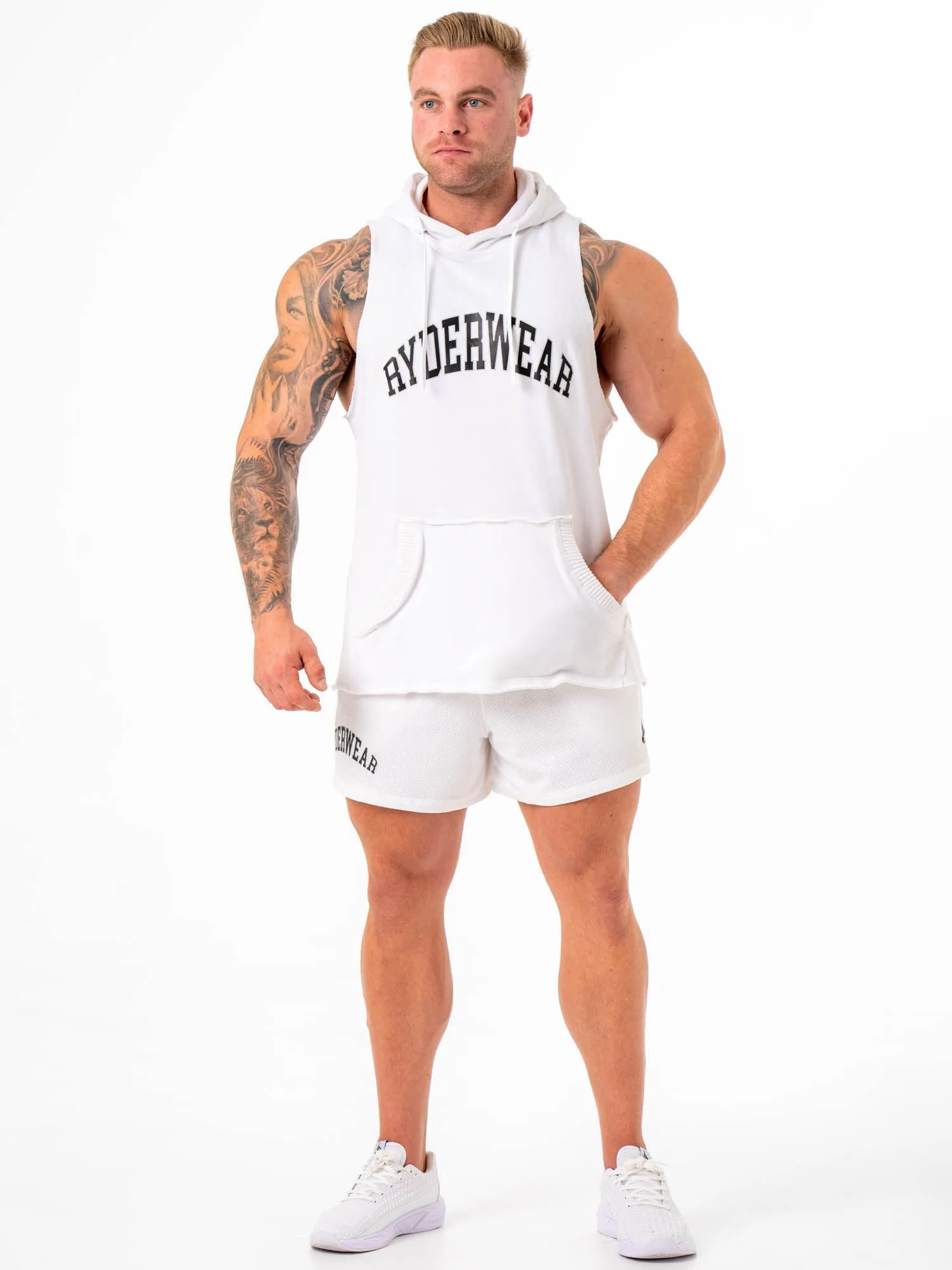 Collegiate Sleeveless Hoodie - White
