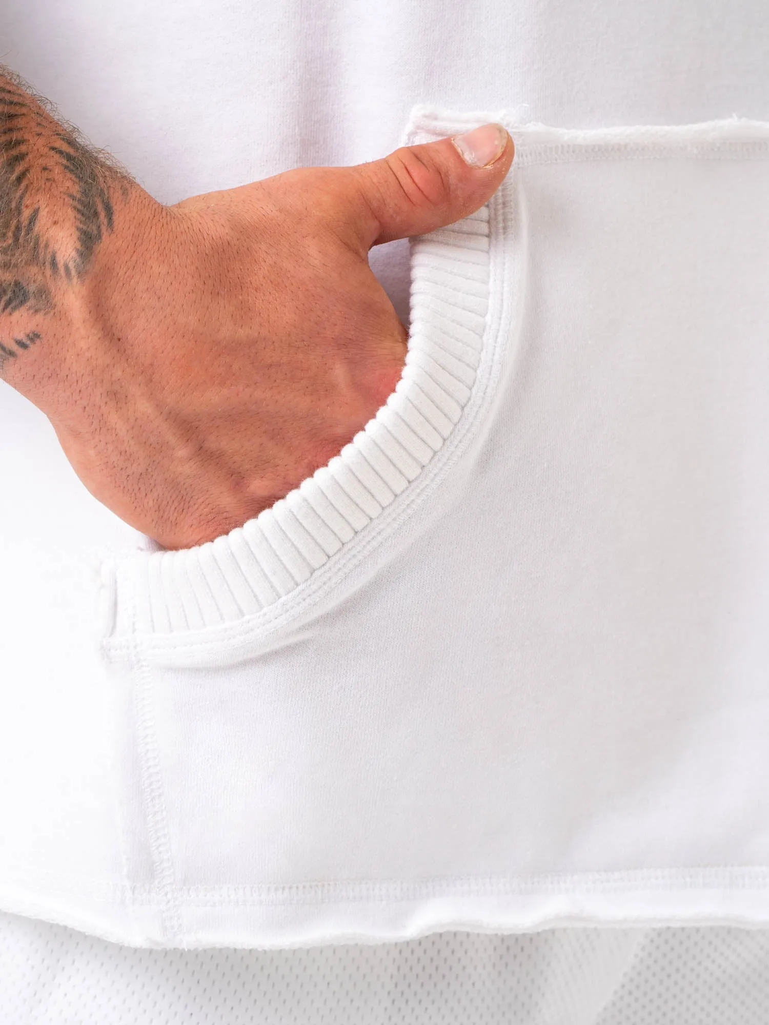 Collegiate Sleeveless Hoodie - White
