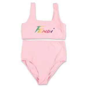 Fendi Kids Logo Printed Two-Piece Swimsuit