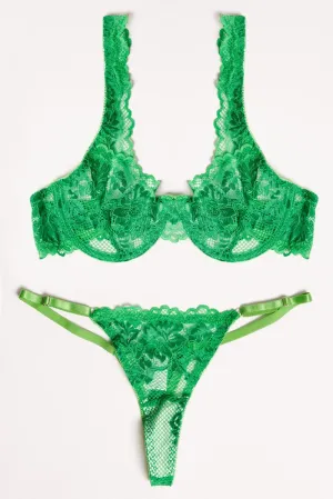 Green Lace Lingerie Set