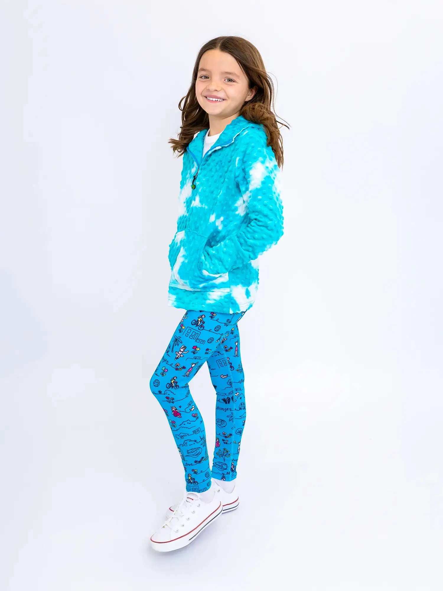 Hailey - Printed Blue Activewear Leggings