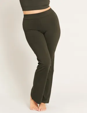 High Waist Flare Pants - Dark Olive