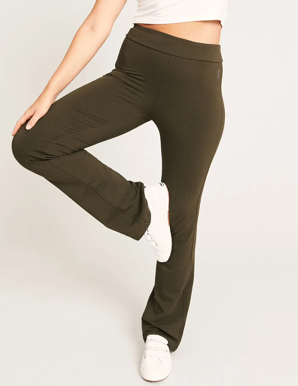 High Waist Flare Pants - Dark Olive