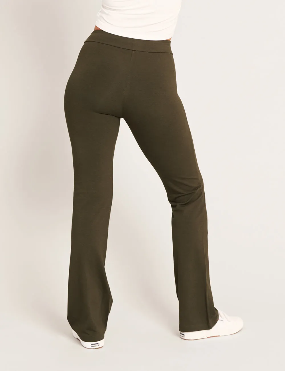 High Waist Flare Pants - Dark Olive