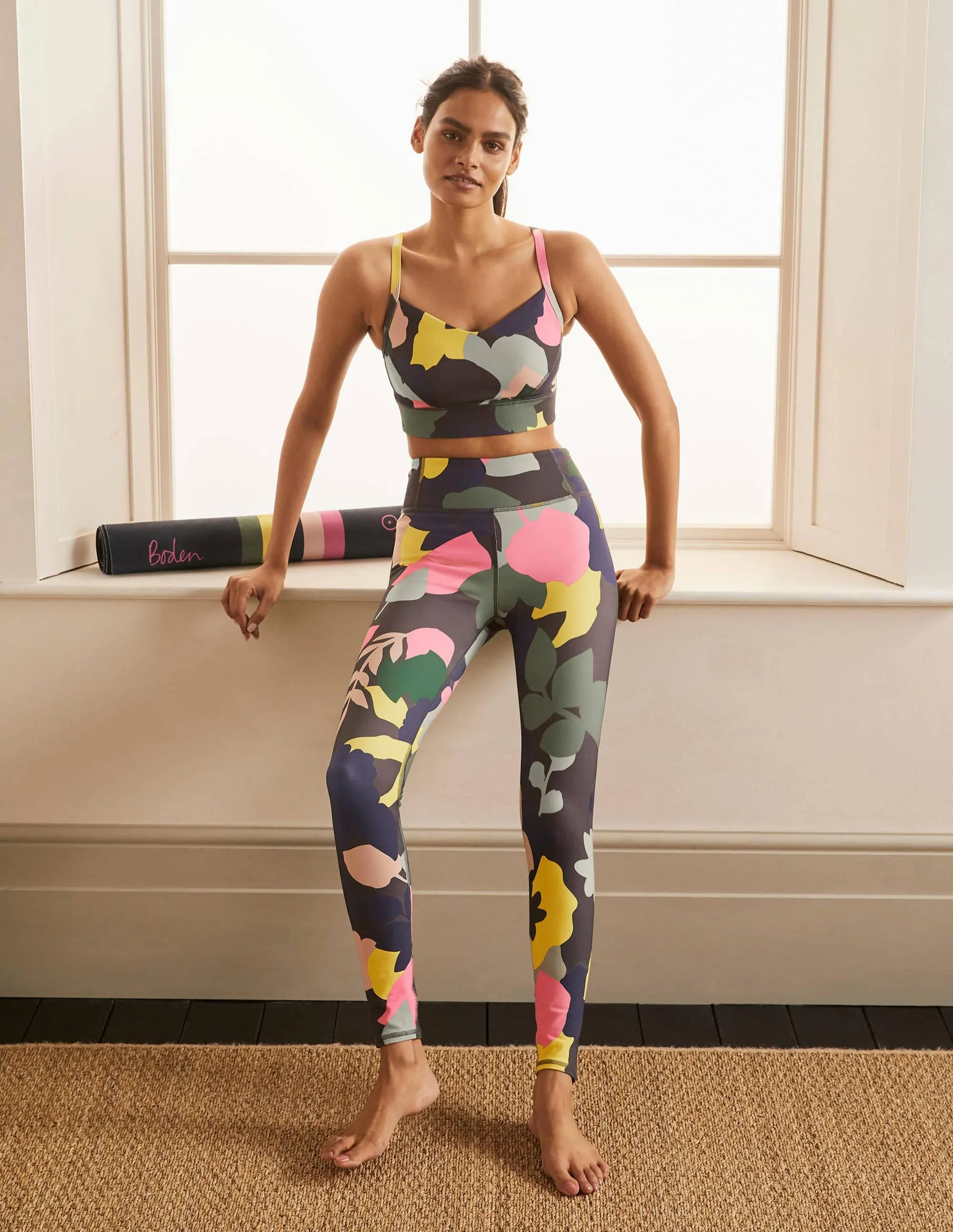 Jessica Active Bra-Asphalt, Pressed Bloom