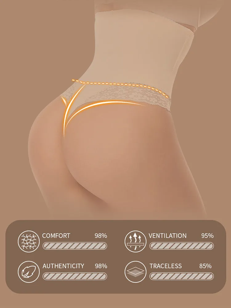 Lace Seamless Tummy Control High-Waist Thong Shaper Shorts