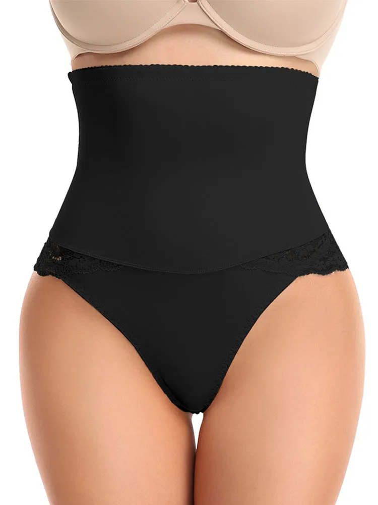 Lace Seamless Tummy Control High-Waist Thong Shaper Shorts