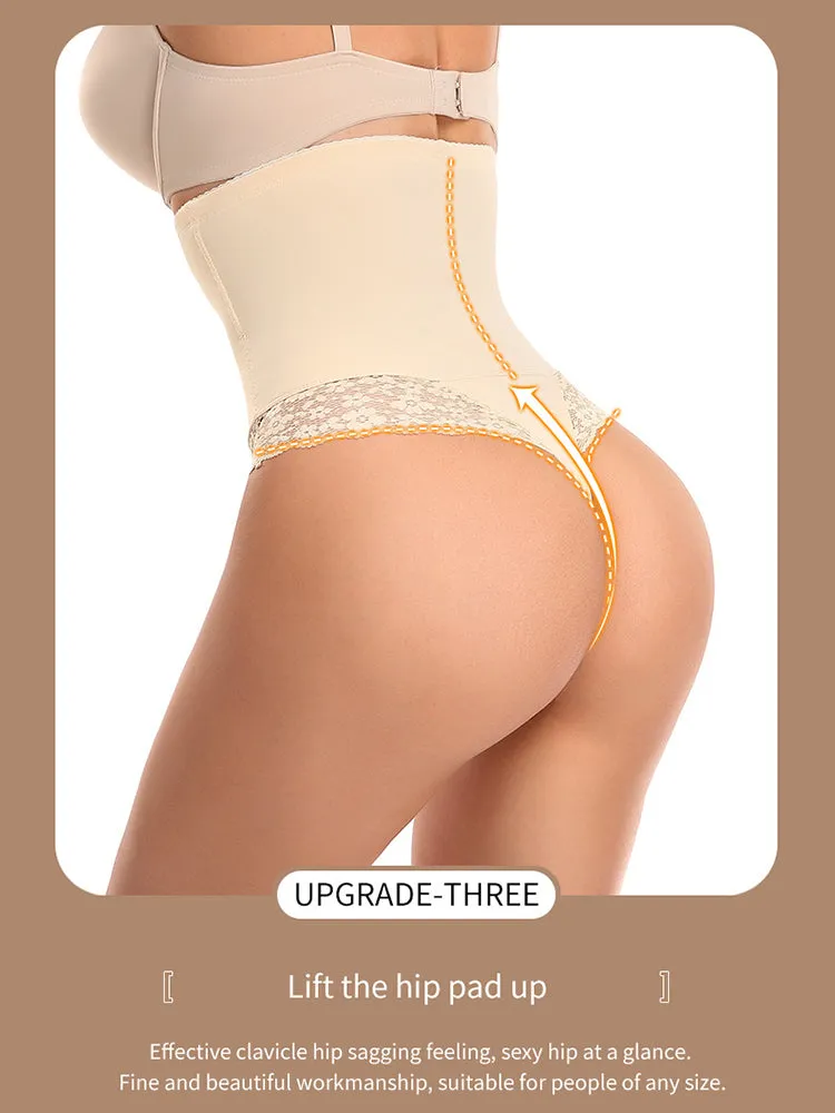 Lace Seamless Tummy Control High-Waist Thong Shaper Shorts