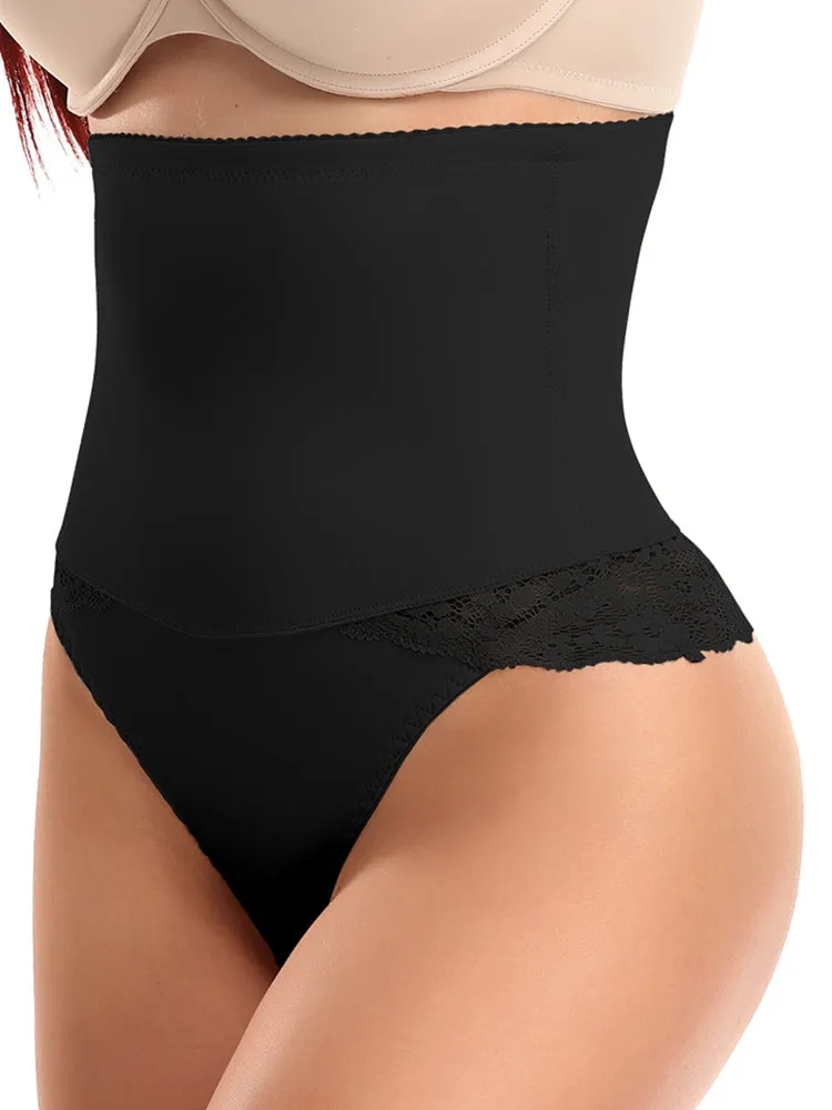 Lace Seamless Tummy Control High-Waist Thong Shaper Shorts