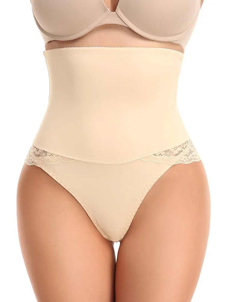Lace Seamless Tummy Control High-Waist Thong Shaper Shorts