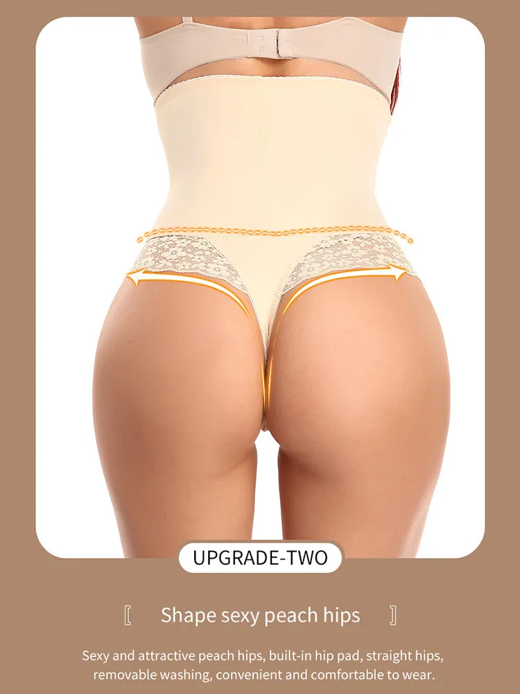 Lace Seamless Tummy Control High-Waist Thong Shaper Shorts