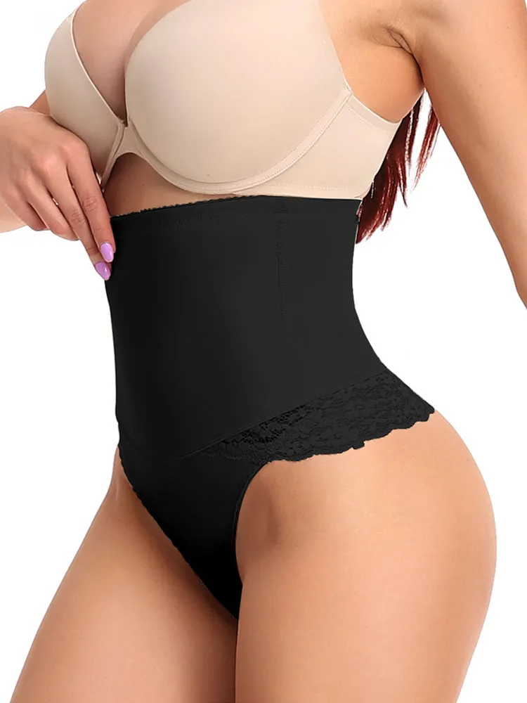 Lace Seamless Tummy Control High-Waist Thong Shaper Shorts