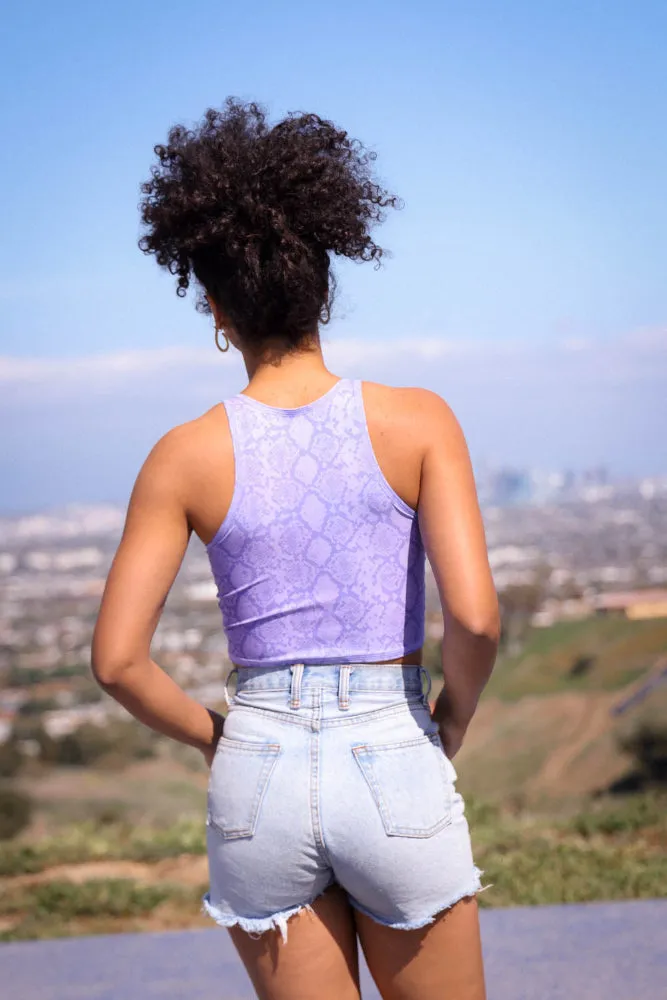 Lilac Snake UV-Protecting Mermaid Crop Tank