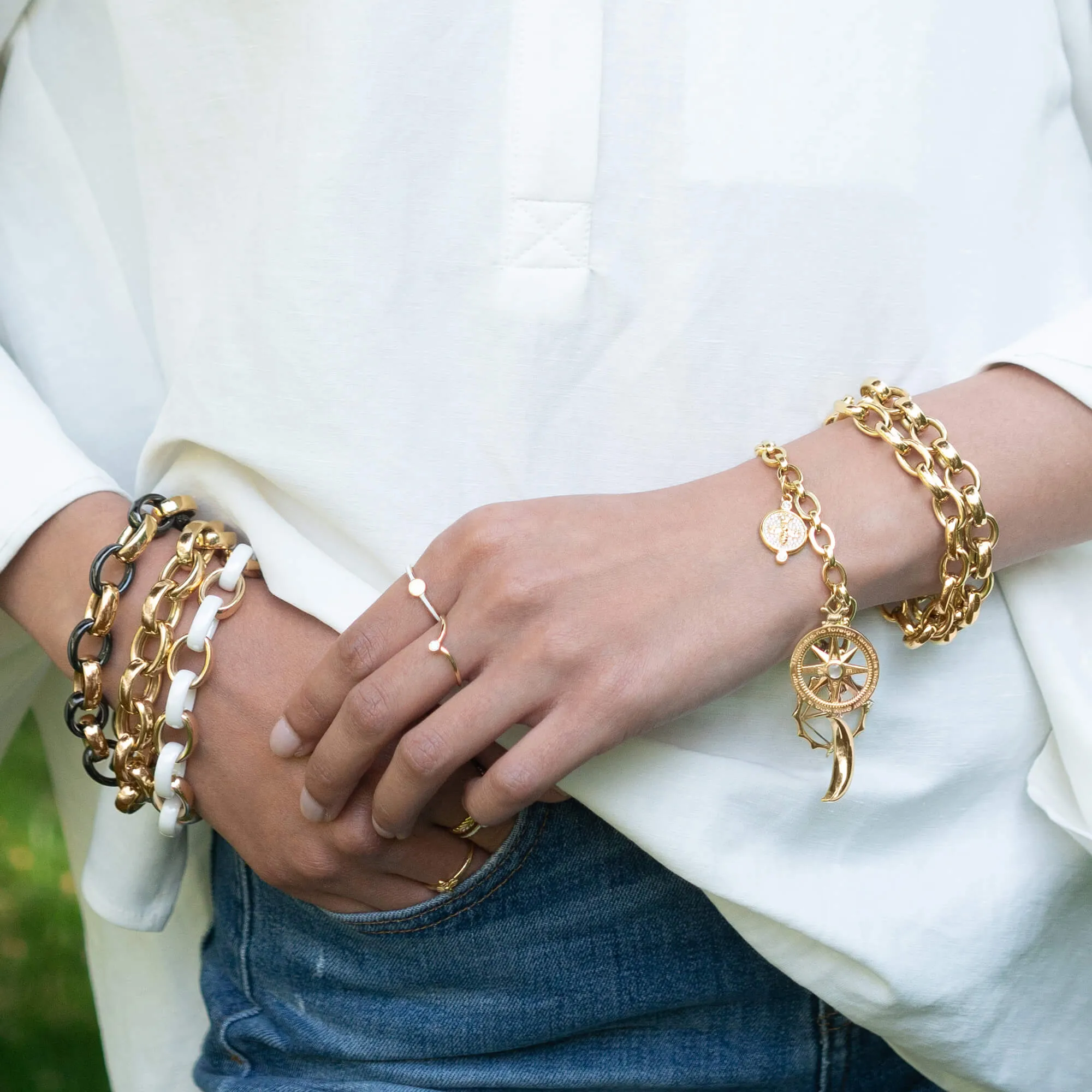 Marilyn White Ceramic Link Bracelet