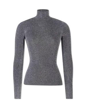 Metallic Lurex Ribbed Turtleneck