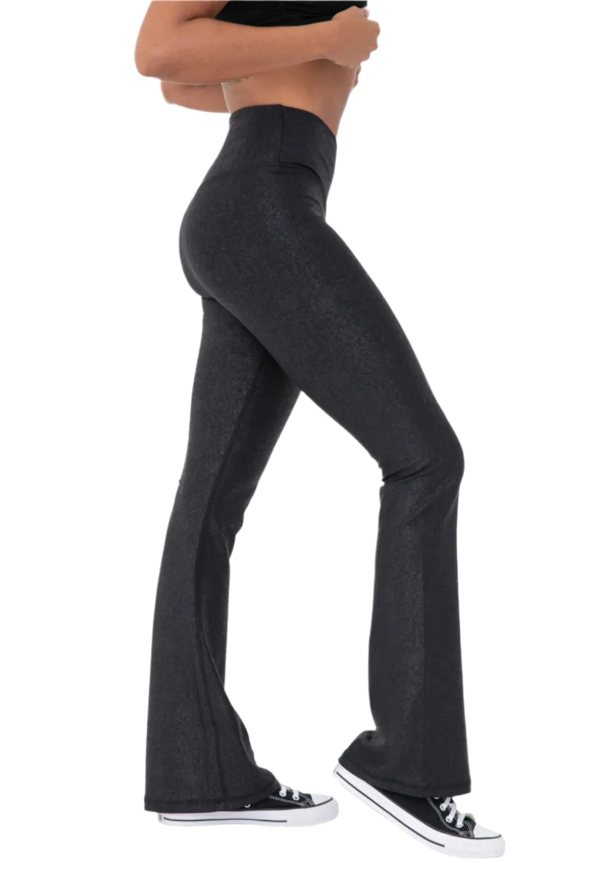 Mono B Leather Look Crossover Flared Legging BP641